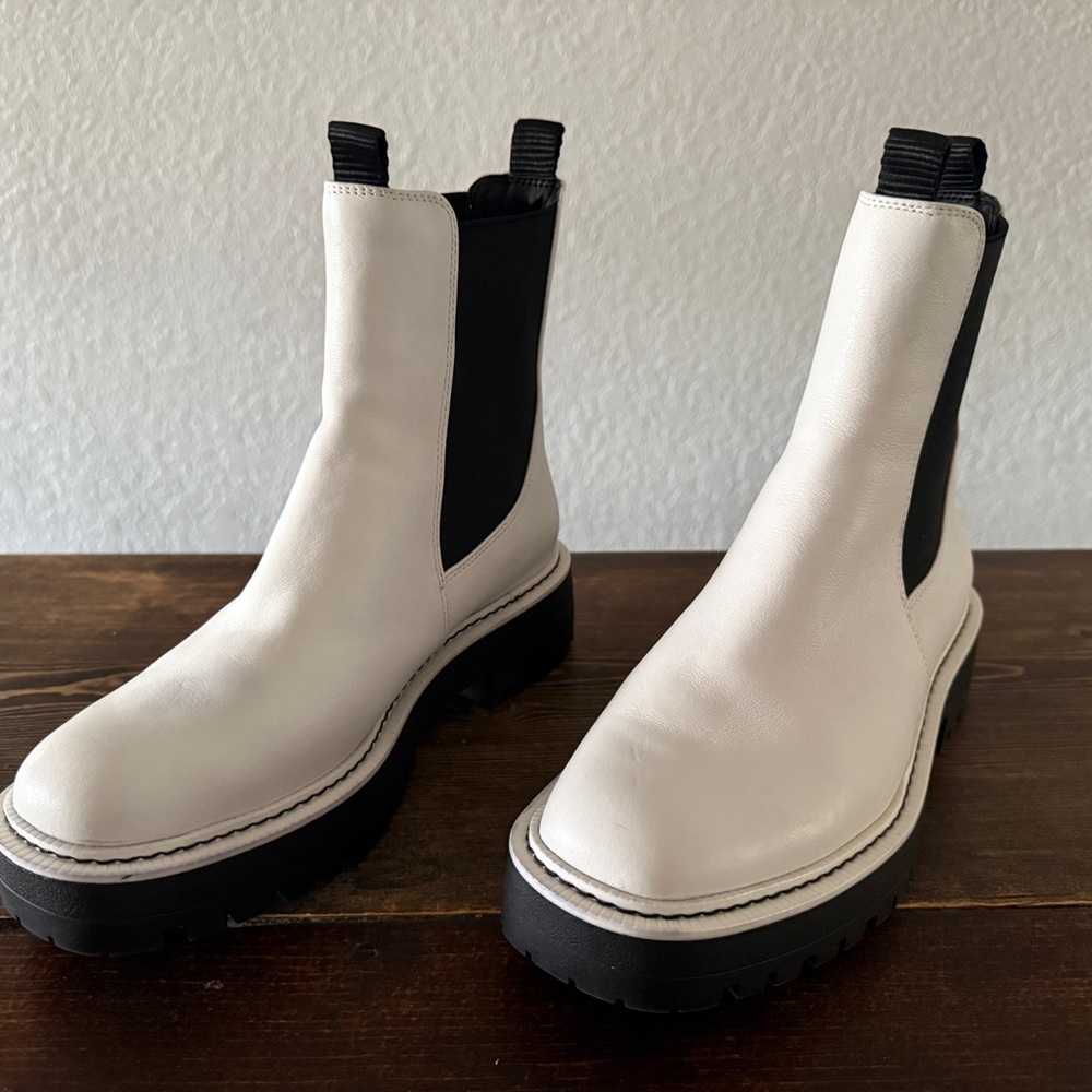 Sam Edelman Laguna Chelsea Boot White and Black Ankle Booties
